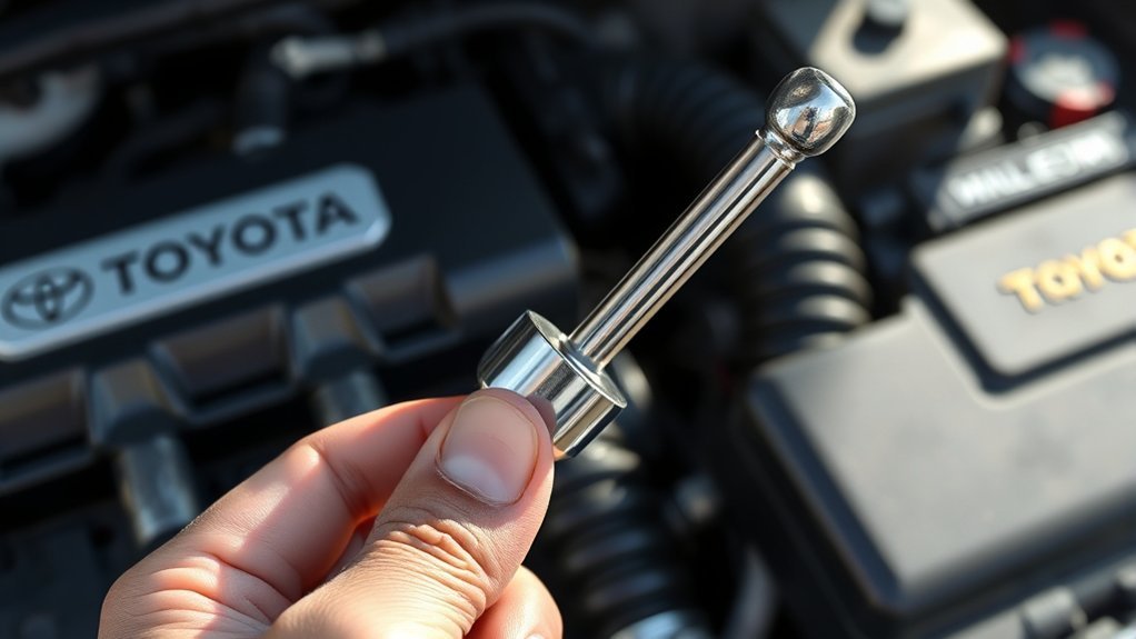 Accurate Toyota Tacoma dipstick oil reading between low and upper marks