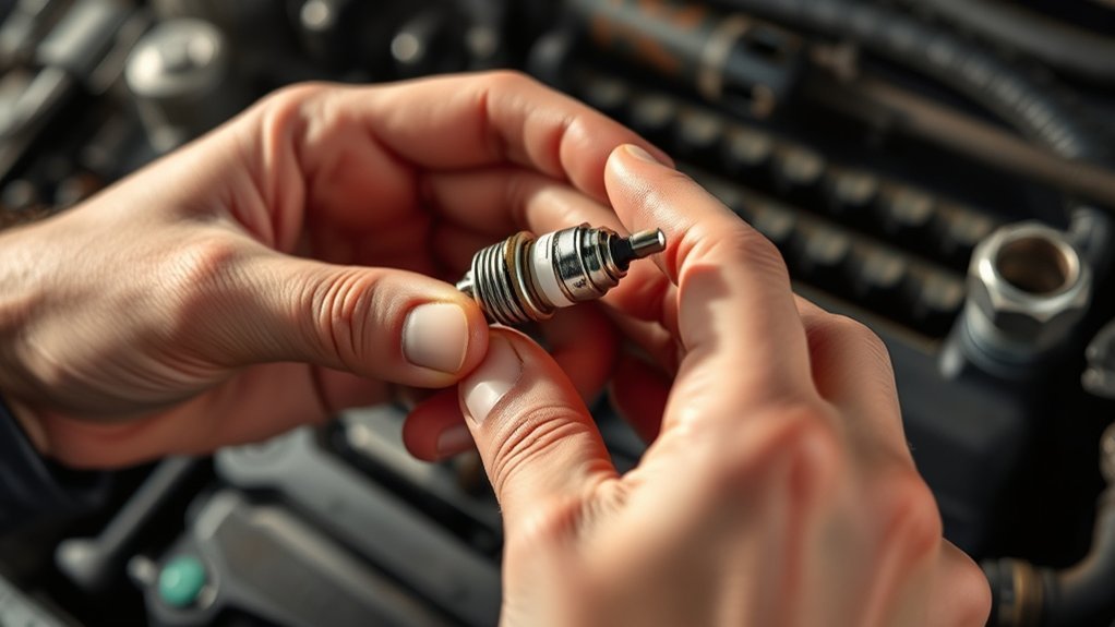 RAV4 Spark Plugs: 120K-Mile Toyota Replacement Guide 3 mechanic assessing Toyota RAV4 spark plugs for wear, deposits, and correct condition