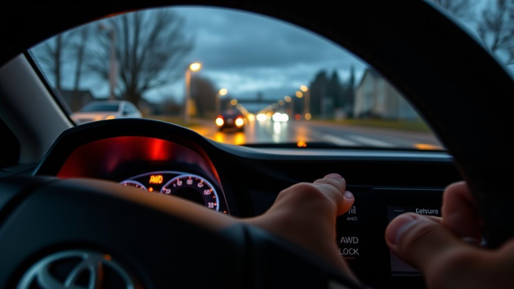 Toyota RAV4 AWD Lock warning light troubleshooting steps on the dashboard