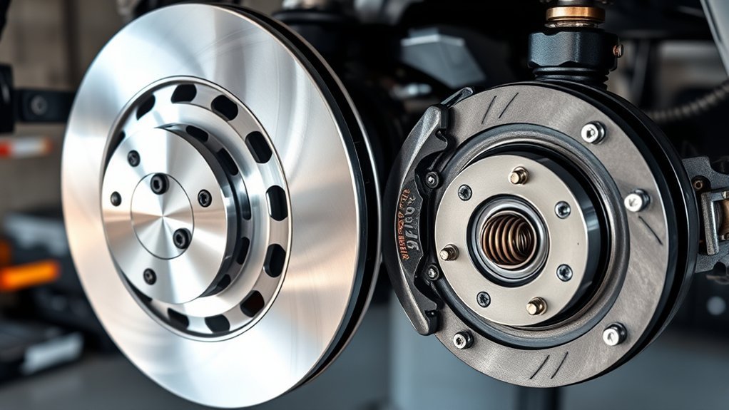 Disc Brakes vs Drum-in-Hat Parking Brakes: 2026 Guide 3 mechanic inspecting brake pads rotors and parking brake components