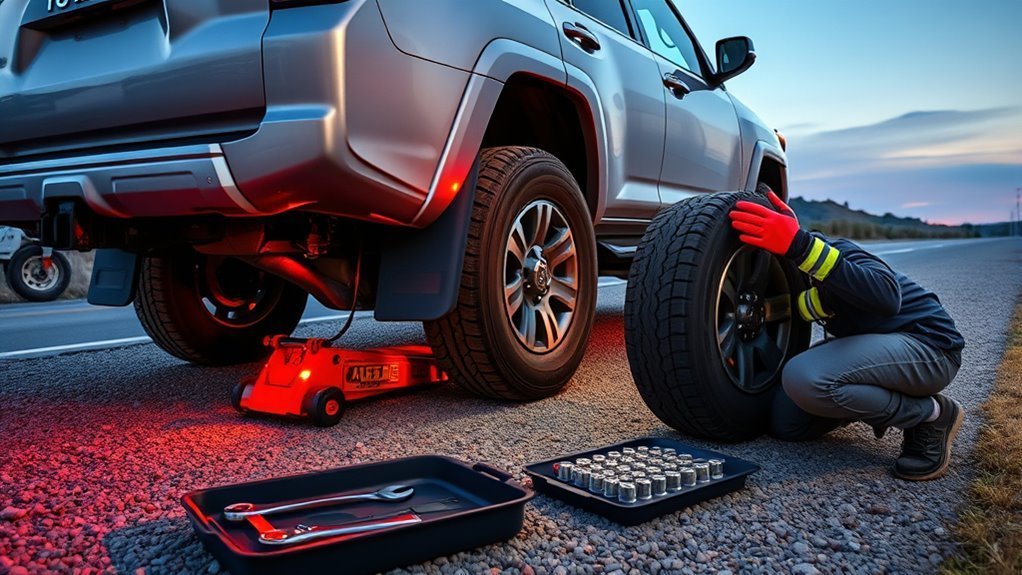 Toyota 4Runner Flat Tire Change: Step-by-Step Guide 2 Toyota 4Runner parked safely while changing a flat tire