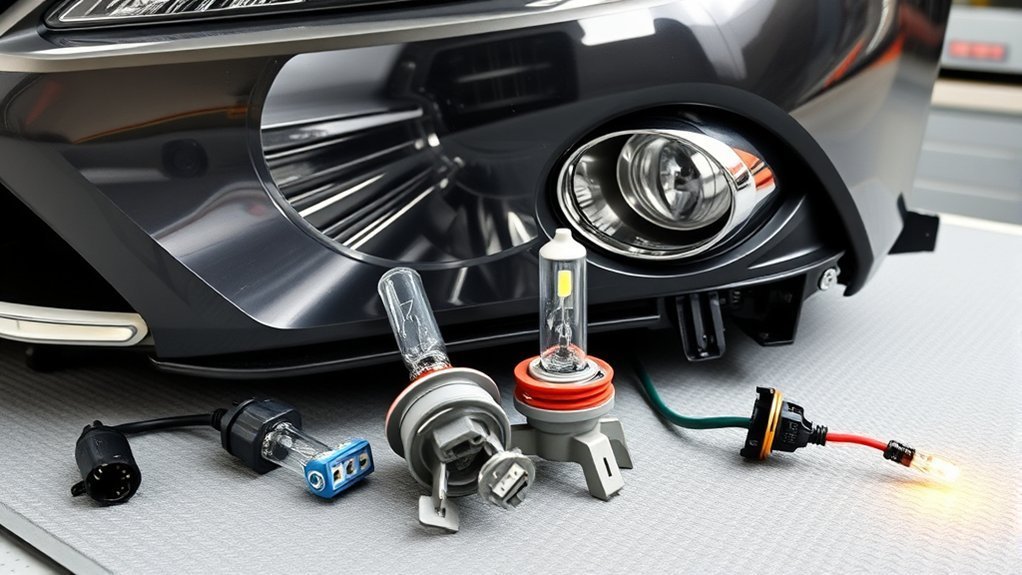 Checking Toyota Camry headlight bulbs after replacement for flicker, fit, and wiring issues