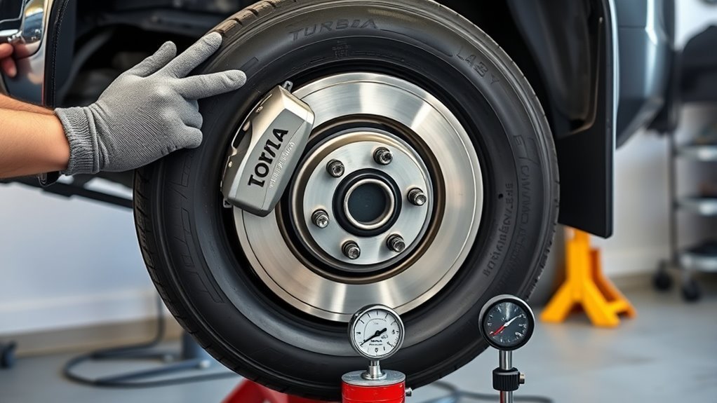 Checking Toyota Tundra wheel bearing condition by hand