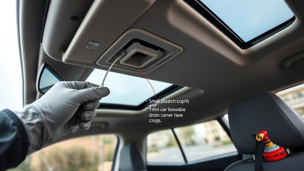 Clearing clogged Toyota RAV4 sunroof drains safely with gentle tools