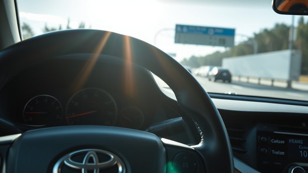 Toyota Camry driving comfortably on a steady highway with cruise control