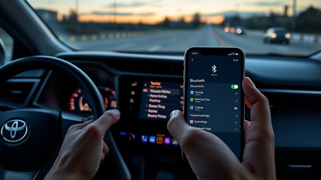 Toyota RAV4 multimedia screen showing Bluetooth phone pairing