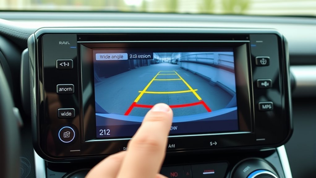 Toyota RAV4 backup camera screen showing guide-line display mode options