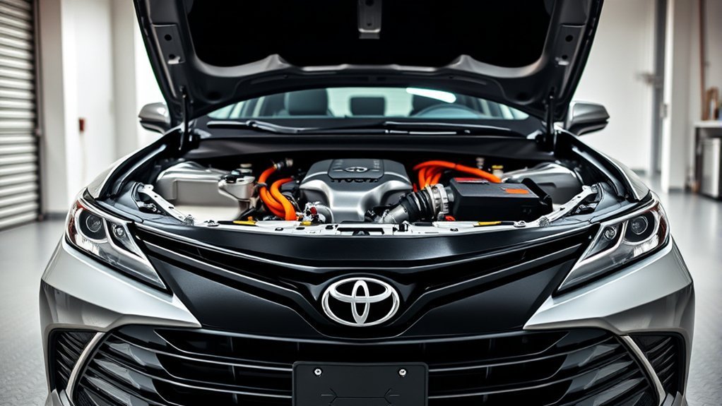 Toyota Camry Hybrid driving efficiently with gas and electric power working together