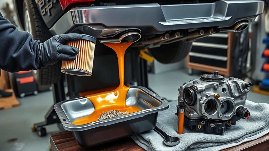 Toyota Tundra transmission fluid service and pan inspection