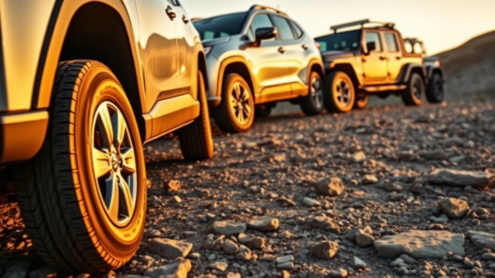 Ground clearance comparison between Toyota RAV4, Subaru Crosstrek, Subaru Outback, and Jeep Compass Trailhawk