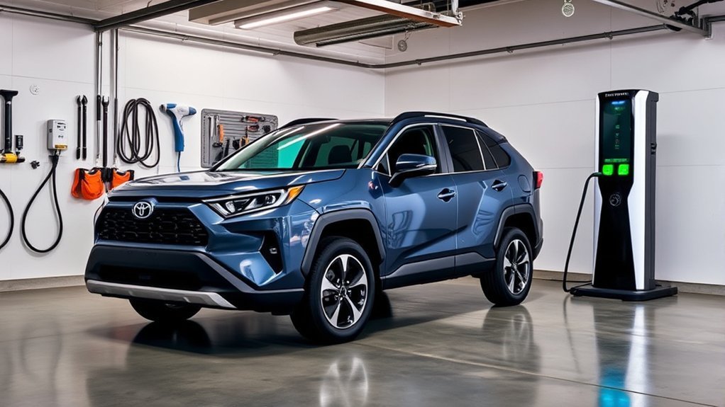 Home Level 2 charging station setup for a Toyota RAV4 Prime