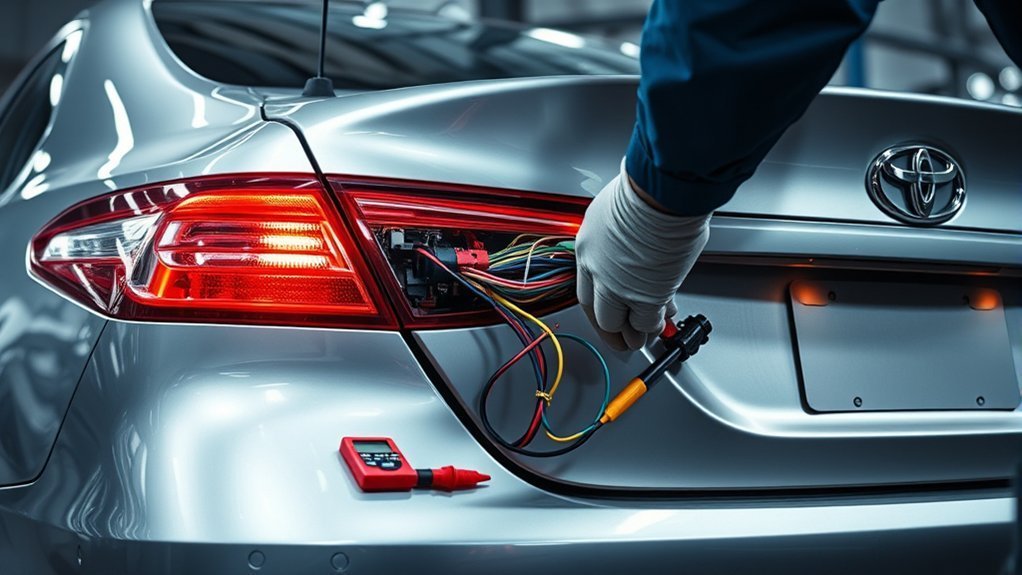 Camry Brake Lights Not Working? Toyota Diagnosis Guide 3 Inspecting Toyota Camry brake light wiring harness connectors for corrosion and loose terminals
