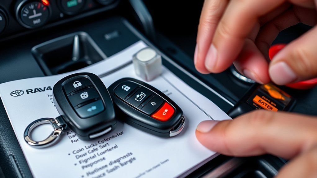 Testing Toyota RAV4 key fob lock unlock and start functions