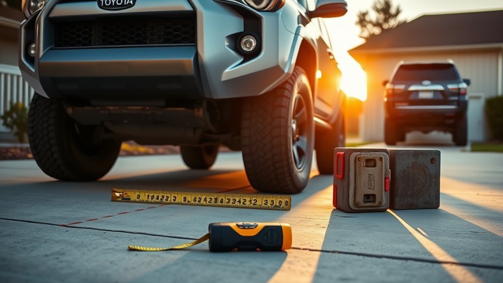 measuring 4Runner approach and departure angles on level ground