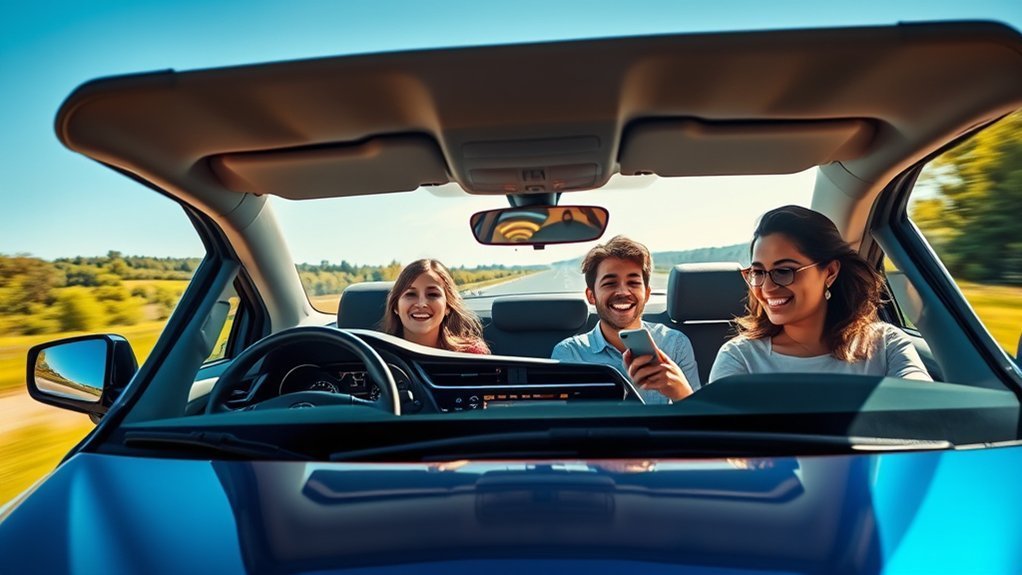 Toyota Camry cabin with passengers using in-vehicle Wi-Fi hotspot connectivity