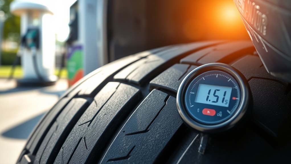 Monitoring tire pressure regularly with a pressure gauge