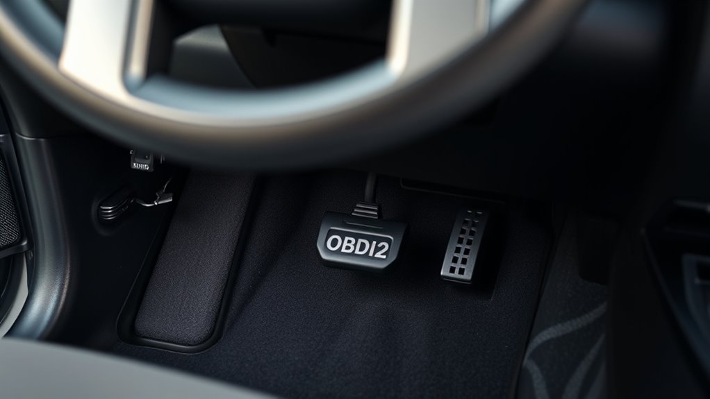 Toyota 4Runner OBD2 port under the driver side dashboard near the steering column