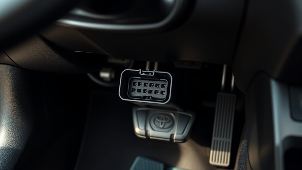 RAV4 OBD-II Port Location Guide by Model Year 3 OBD-II connector pin identification for scanner power and CAN communication