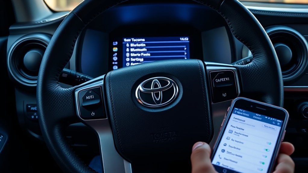 Toyota Tacoma Bluetooth pairing screen with a smartphone