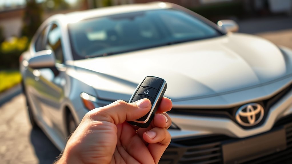 Toyota Camry electronic key fob with lock unlock trunk release and panic buttons