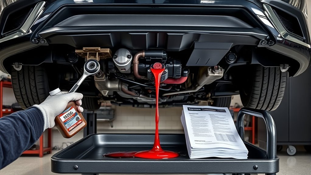 Toyota Camry transmission fluid maintenance with fresh red automatic transmission fluid