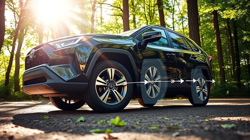 Toyota RAV4 AWD fuel efficiency and rear-wheel engagement illustration