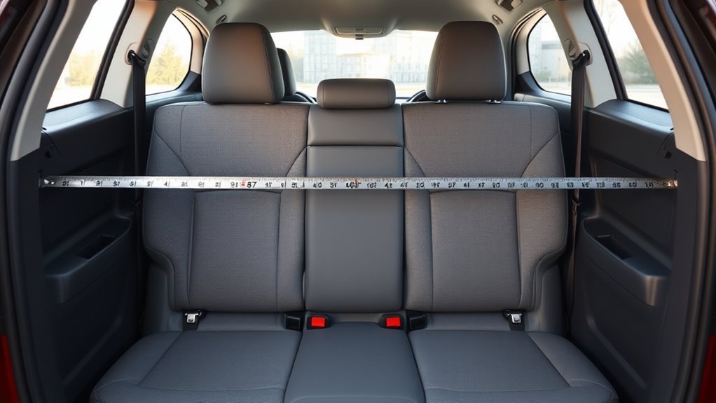 Toyota RAV4 rear seat dimensions with measurement annotations