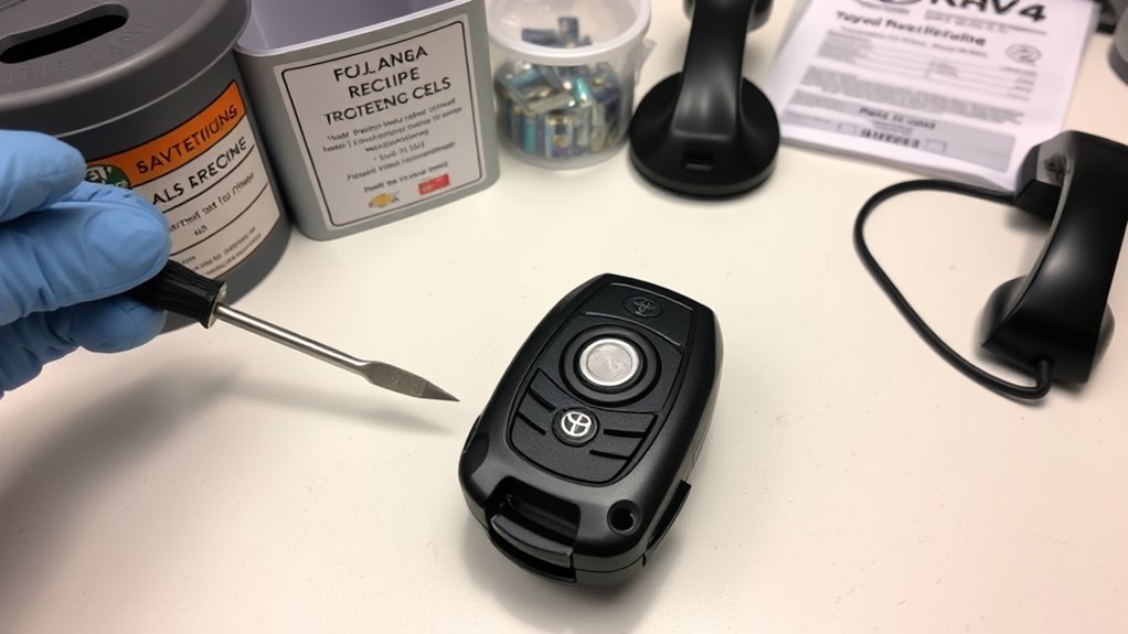 Recycling used Toyota RAV4 key fob coin batteries safely