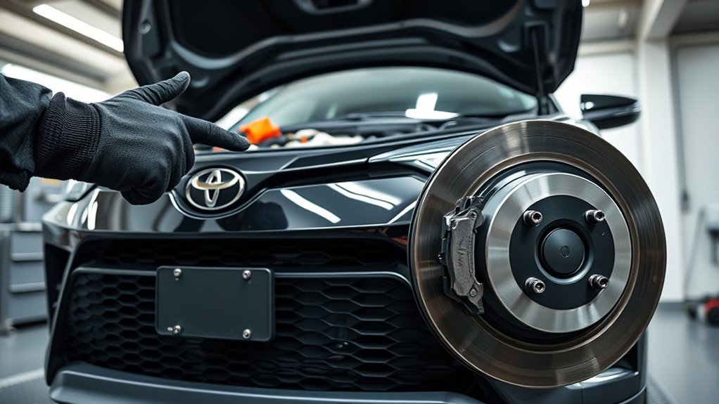 Diagram-style illustration of regenerative braking recharging a Toyota RAV4 Hybrid battery