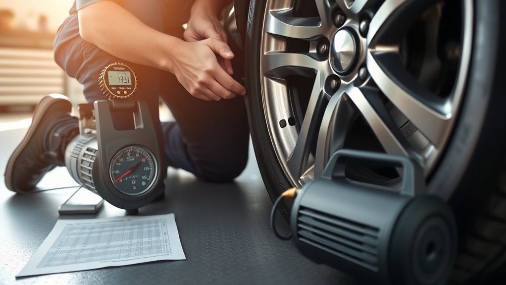 Spare Tire PSI: Inflate Donut & Full-Size Spares 2026 2 checking spare tire pressure during regular spare tire maintenance