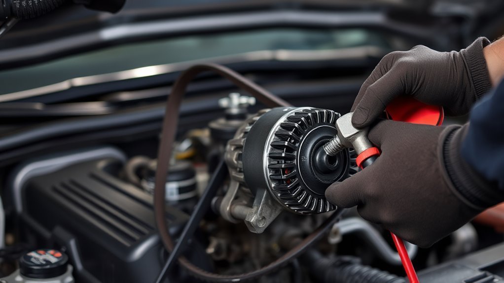 Removing the serpentine belt to access a 2009 Toyota Camry alternator