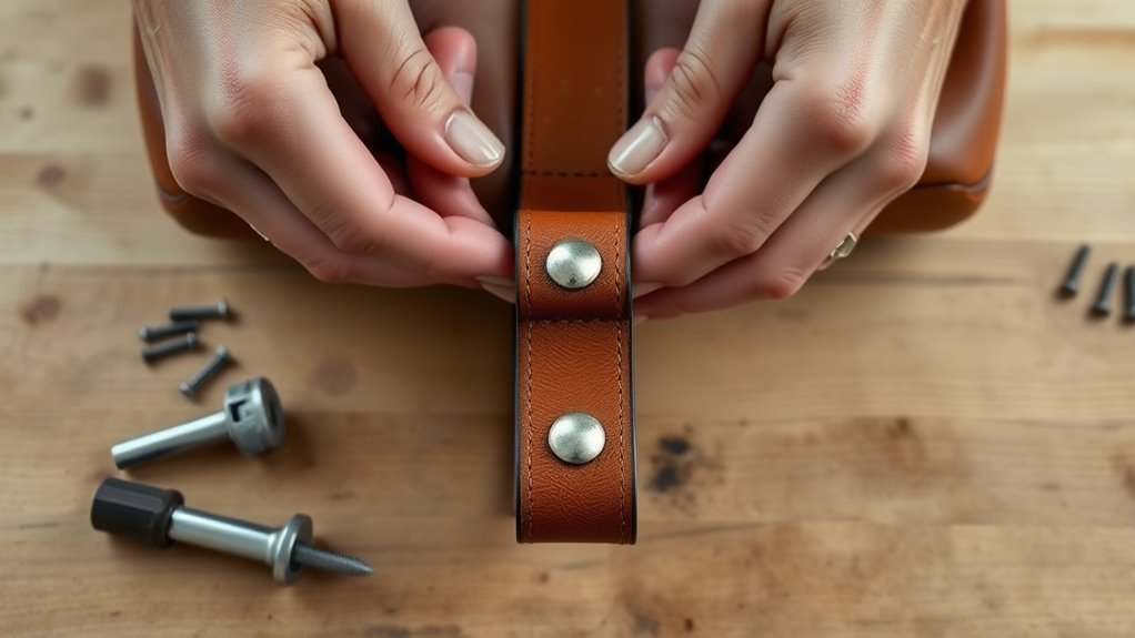 repair handbag rivets securely