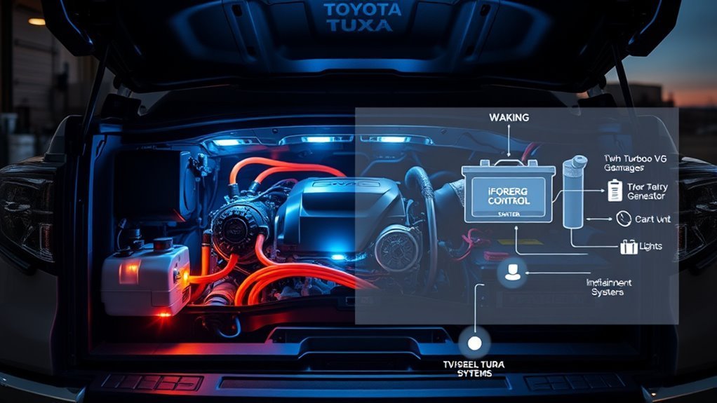 Toyota Tundra i-FORCE MAX electric motor and gasoline engine working together