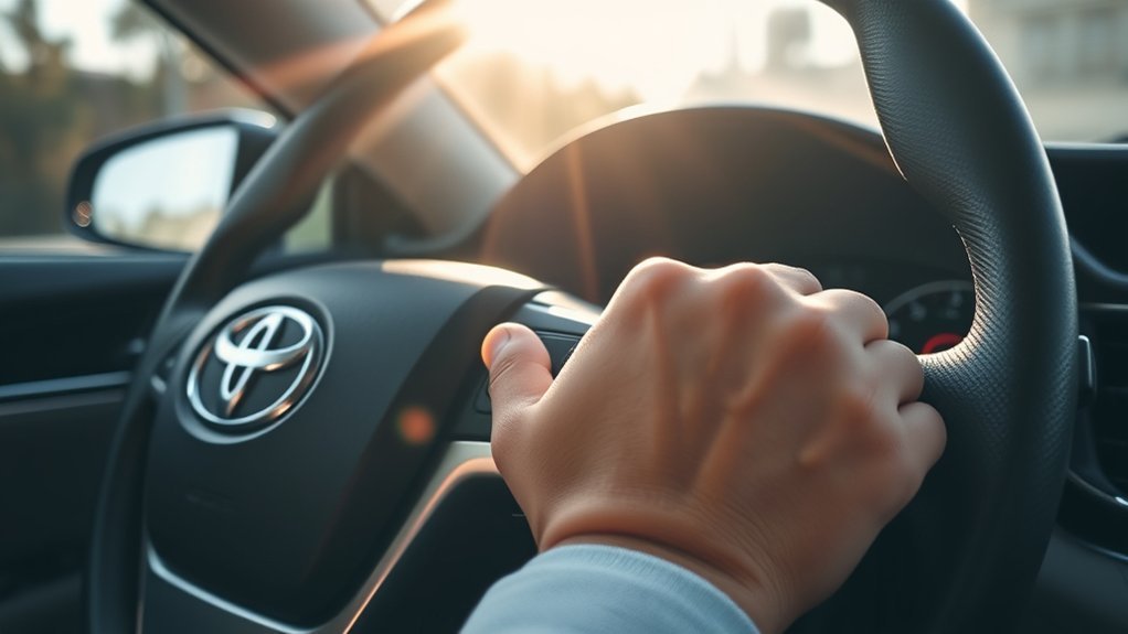 Toyota Camry driver setting and adjusting cruise control speed