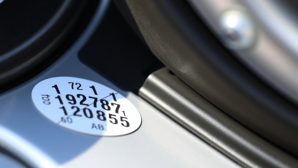 Tire Pressure Sticker Guide 2026: Read Door Jamb PSI 3 Close-up of a tire placard used to read PSI, tire size, and load information