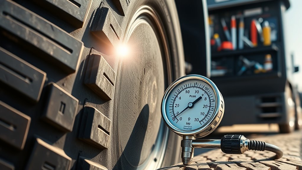 Truck Tire PSI Guide 2026: 35–120+ Pressure Tips 3 Truck tire pressure monitoring tools including gauge and TPMS display