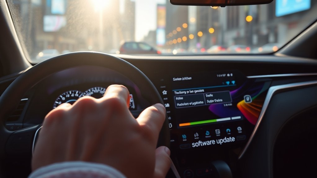 Toyota Camry infotainment screen checking for a software update over Wi-Fi