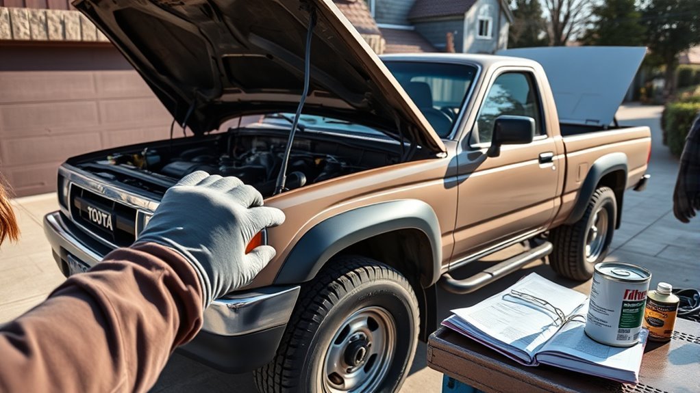 Toyota Tacoma engine bay showing components that affect engine longevity