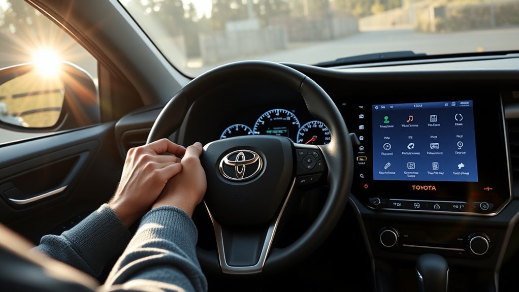 RAV4 TPWS reset procedure shown through the vehicle settings menu