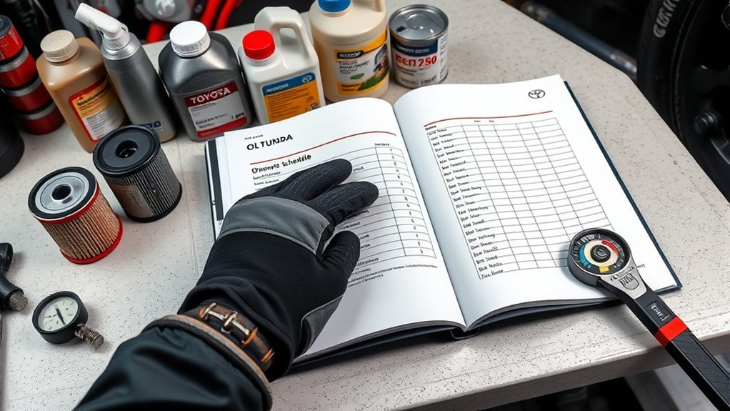 Toyota Tundra maintenance items including oil filters fluids and tires