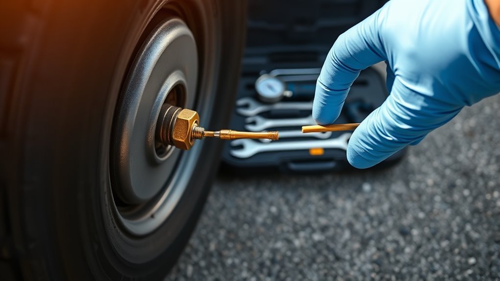 Tire valve stem maintenance with cap, core, and pressure-check tools