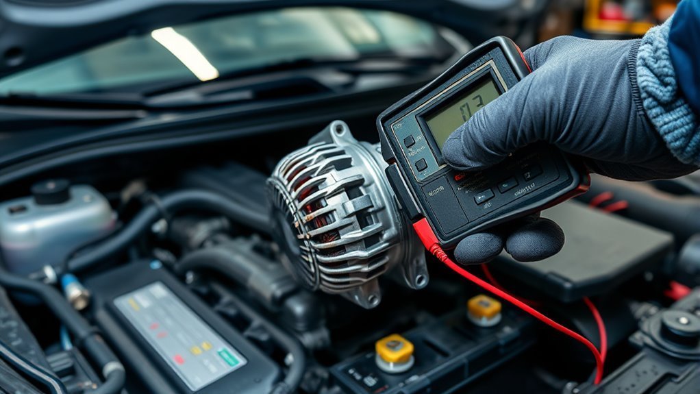 Checking 2009 Toyota Camry alternator charging voltage with a multimeter